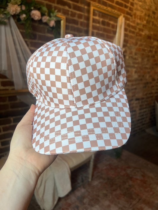 Checkered Trucker Hat-mocha