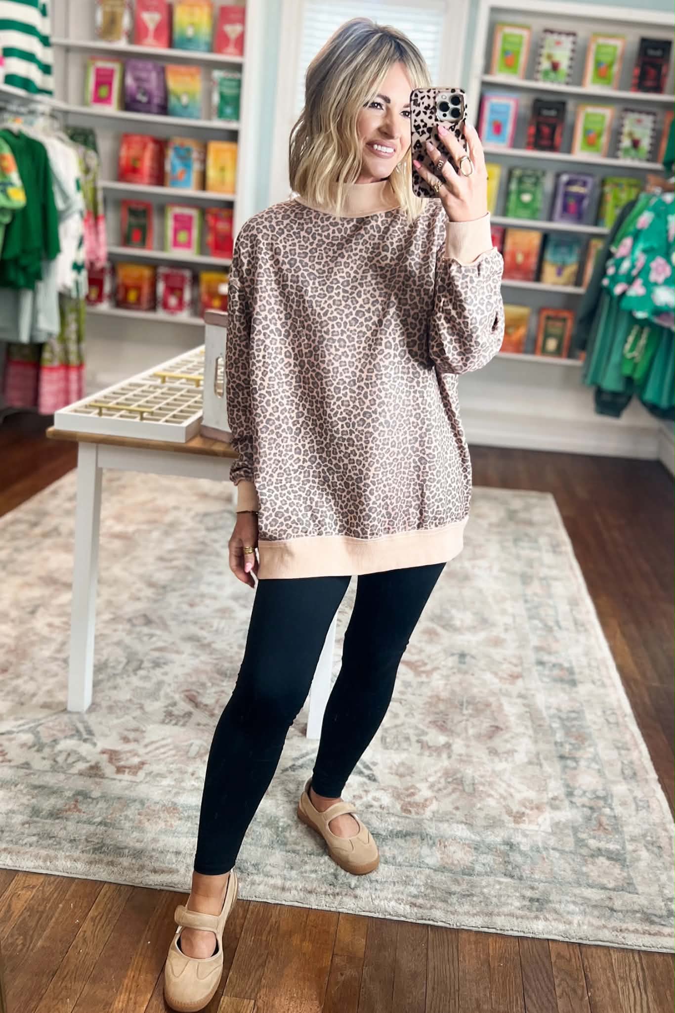 Leopard Mock Sweatshirt