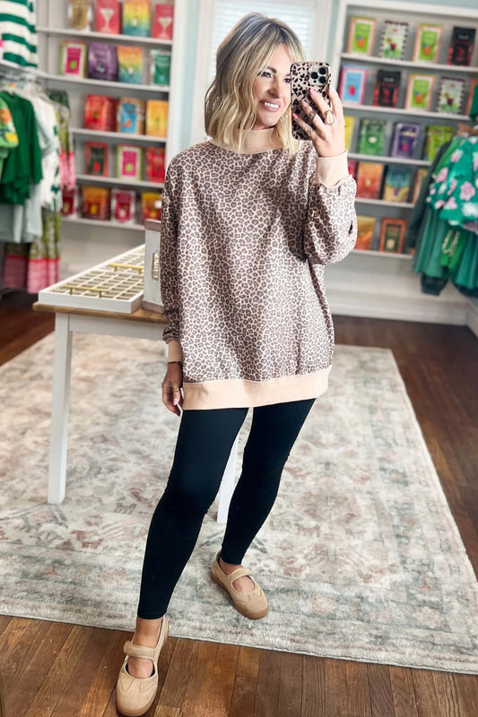 Leopard Mock Sweatshirt
