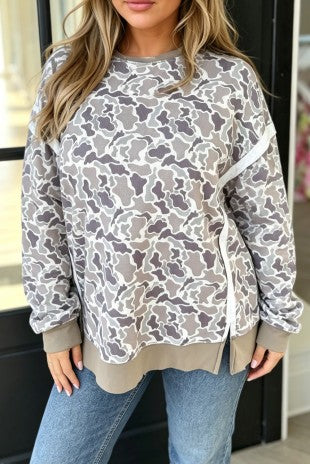 Khaki Trim Camo Pullover