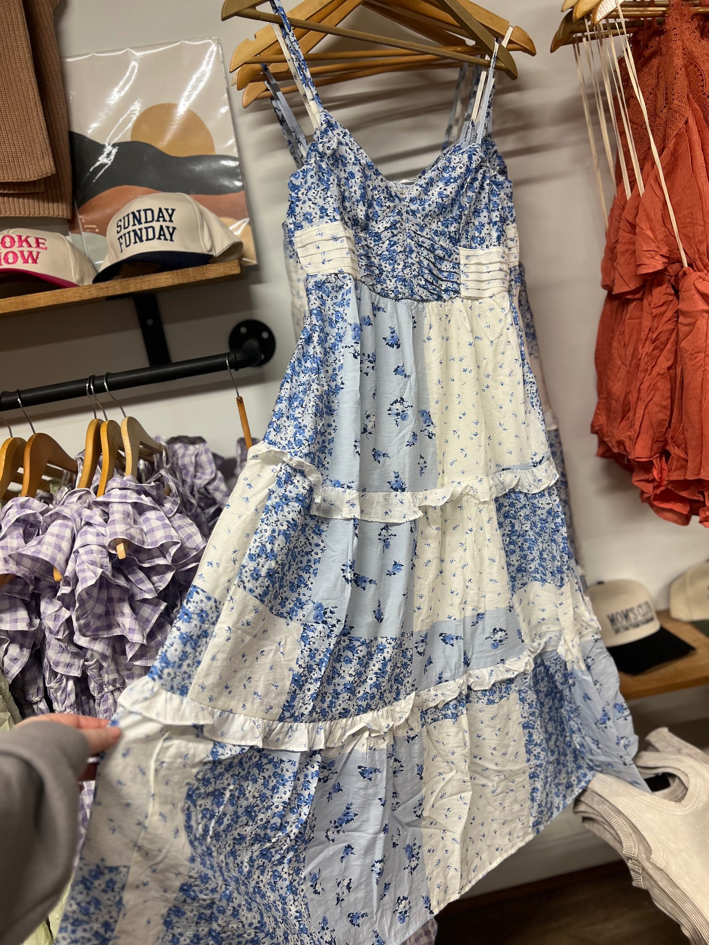 Blue Boho Patchwork Dress