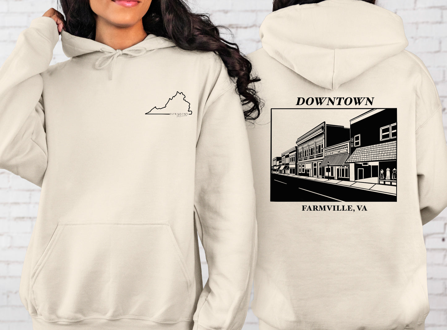 Downtown Farmville Hoodie with VA Front Pocket
