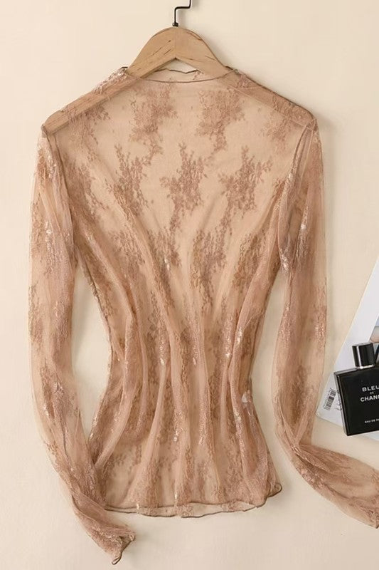 Coffee Lace Top