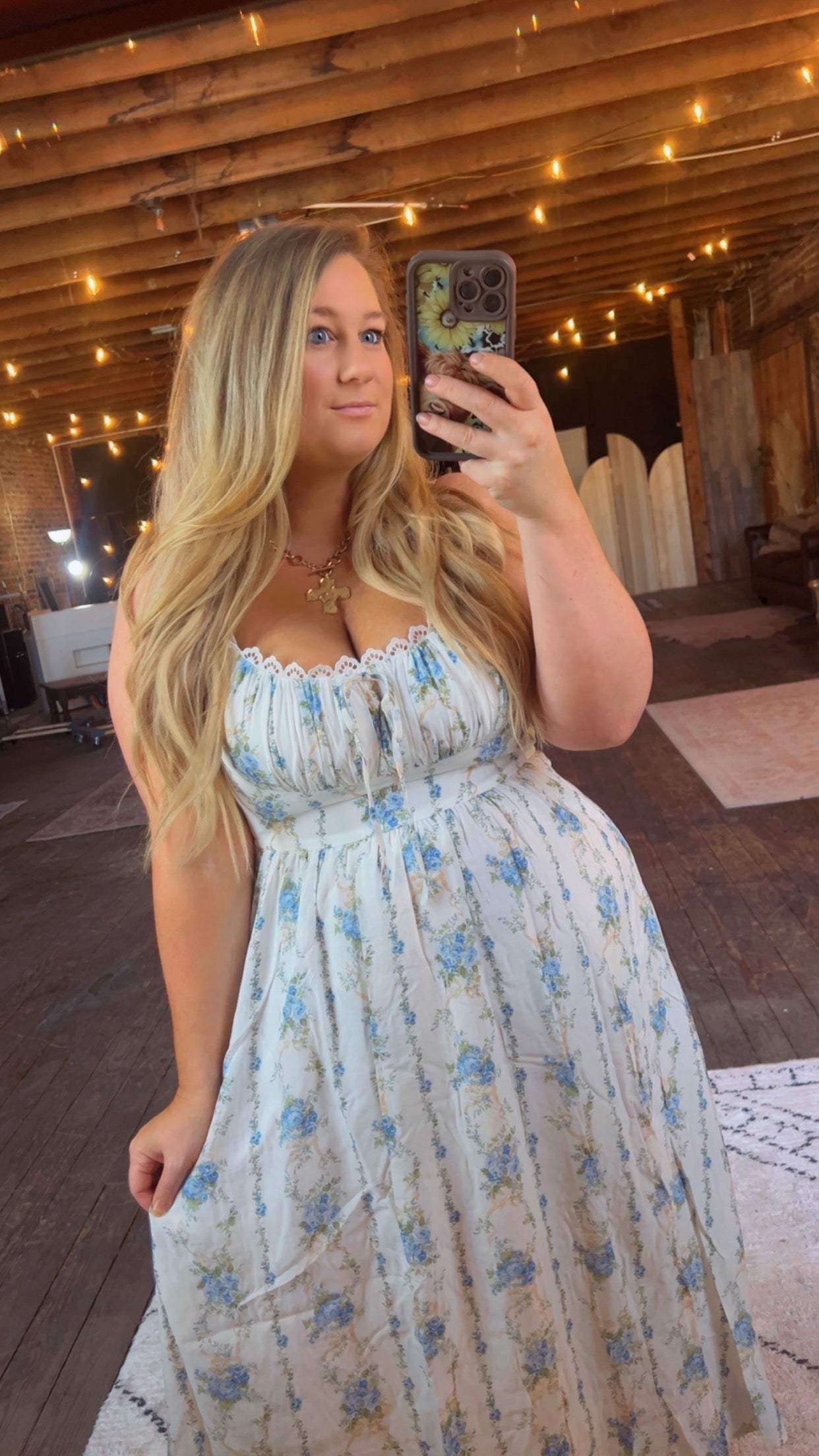Blue Corset Floral Dress