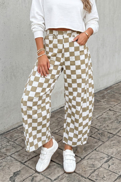 Checkered Barrel Pants