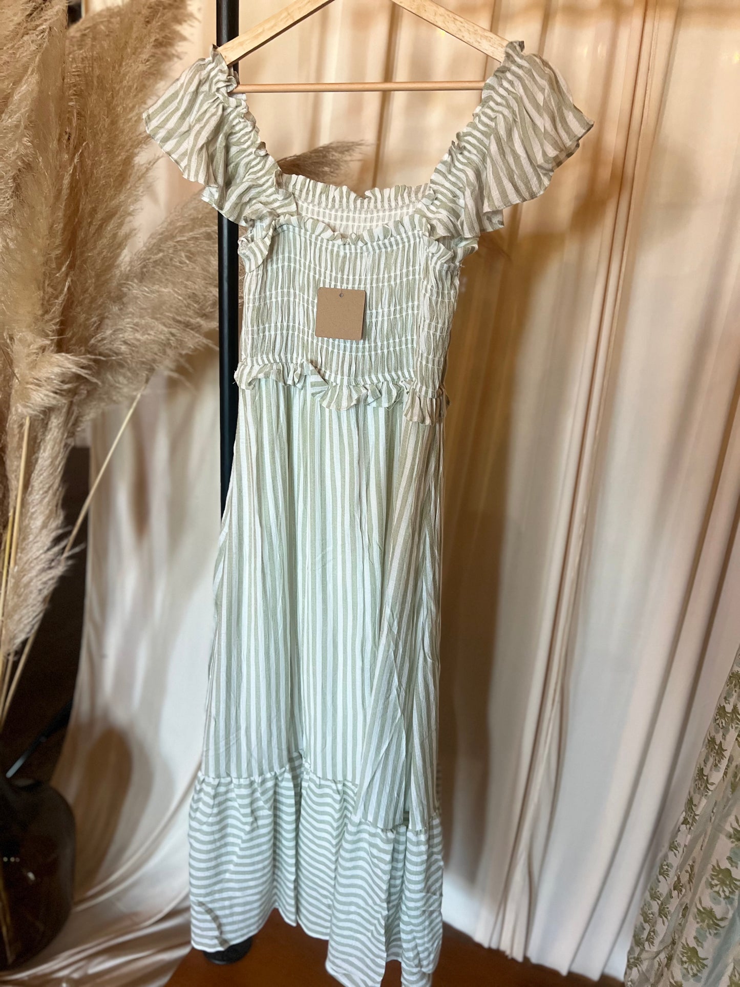 Green Striped Midi Dress