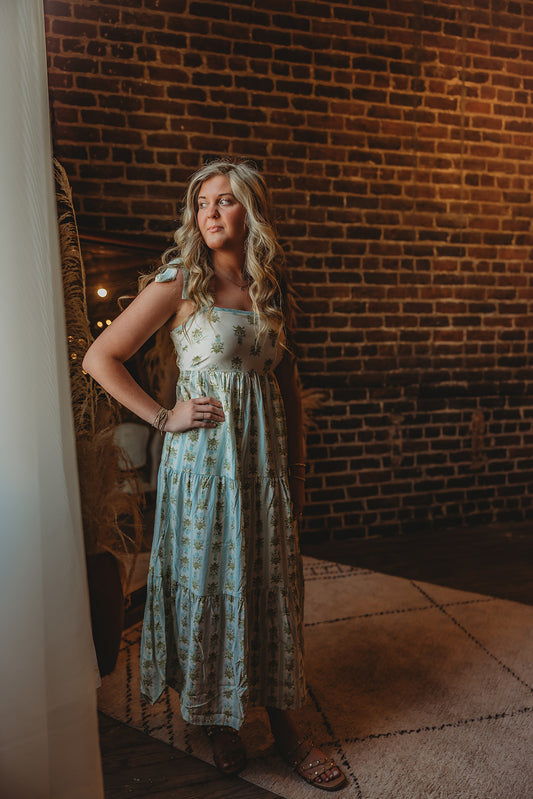 Stripe Floral Midi Dress