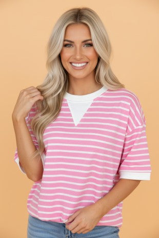 Pink Striped Top