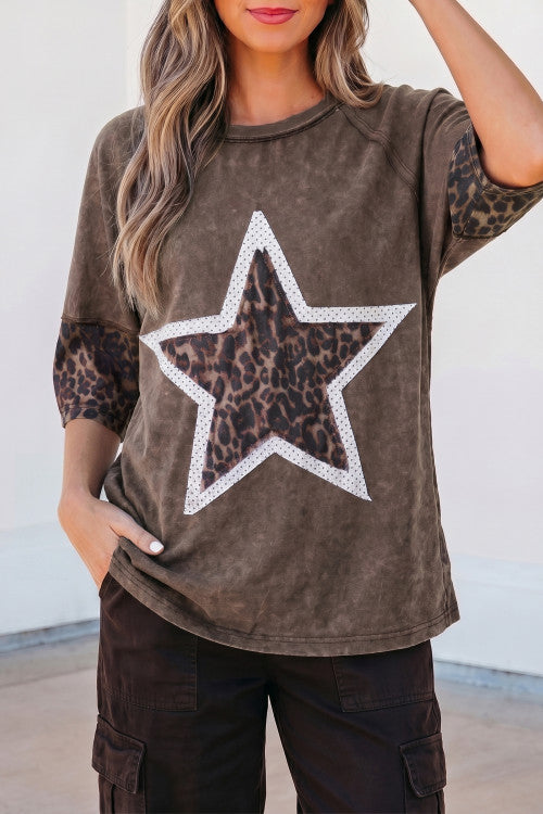 Mineral Wash Leopard Star Top