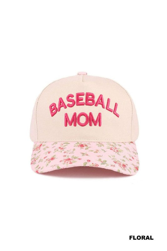 Baseball Mom- Floral Trucker Hat